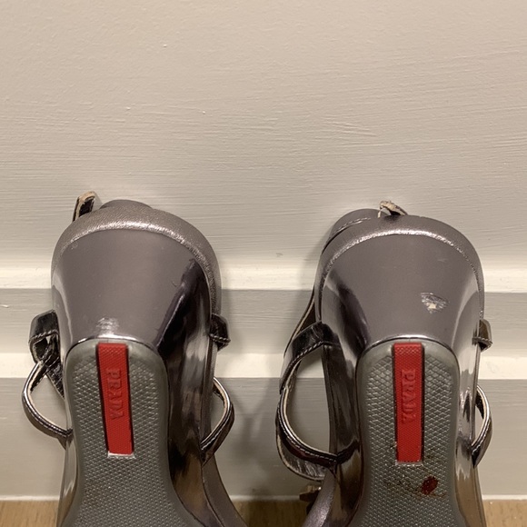 Authentic women’s Prada silver/metallic  wedge sandal. - Picture 4 of 5